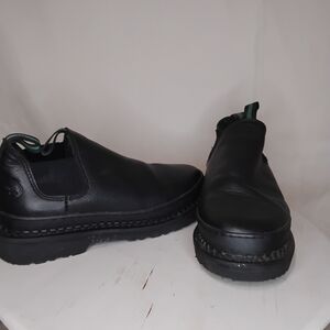 Women's Black Leather Slip-On Ankle Boots